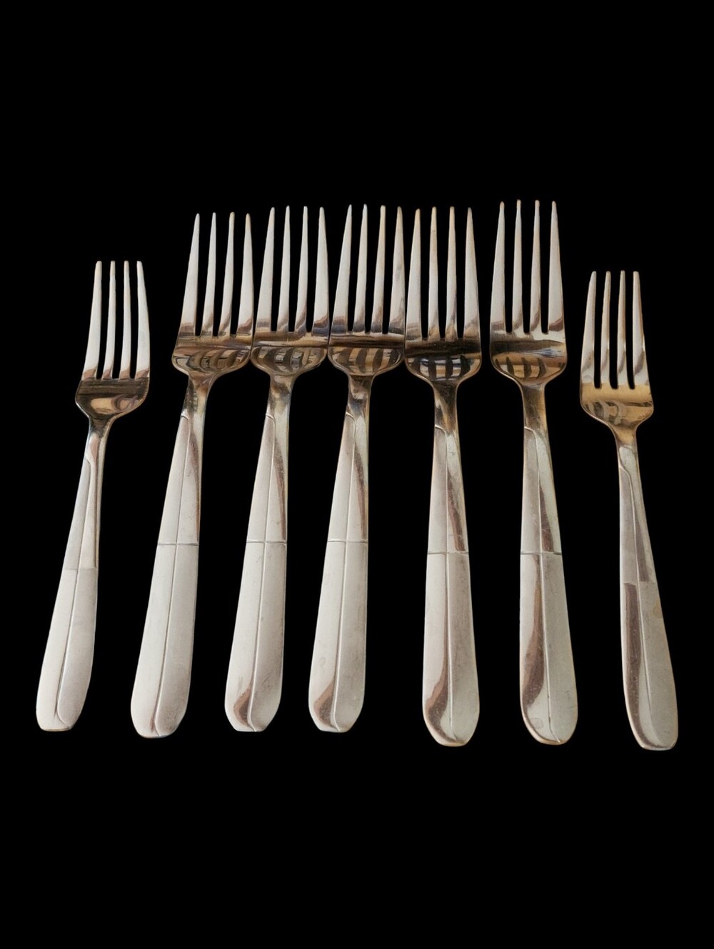 Cambridge ASHER SAND Satin Glossy Stainless Flatware 7 Forks (5 Dinner 2 Salad)